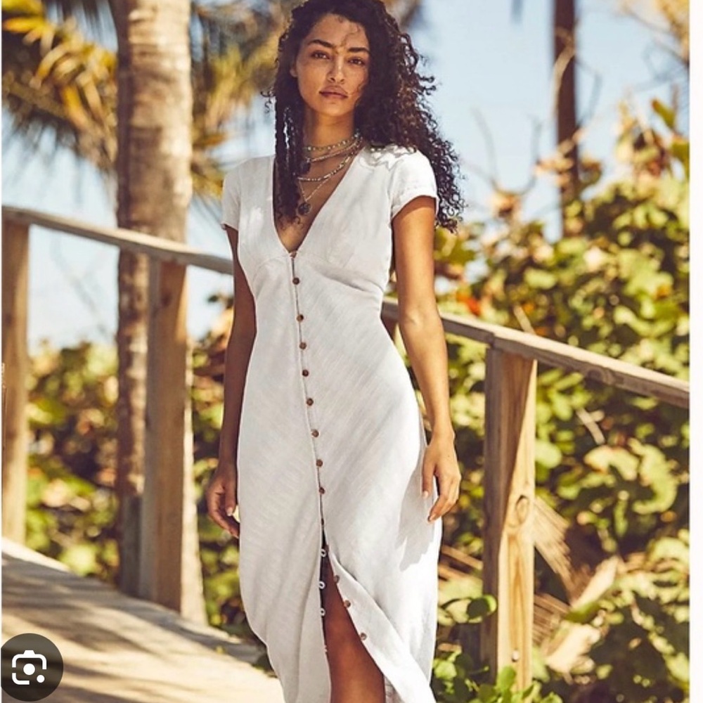 Free People New In Town Midi Dress in White